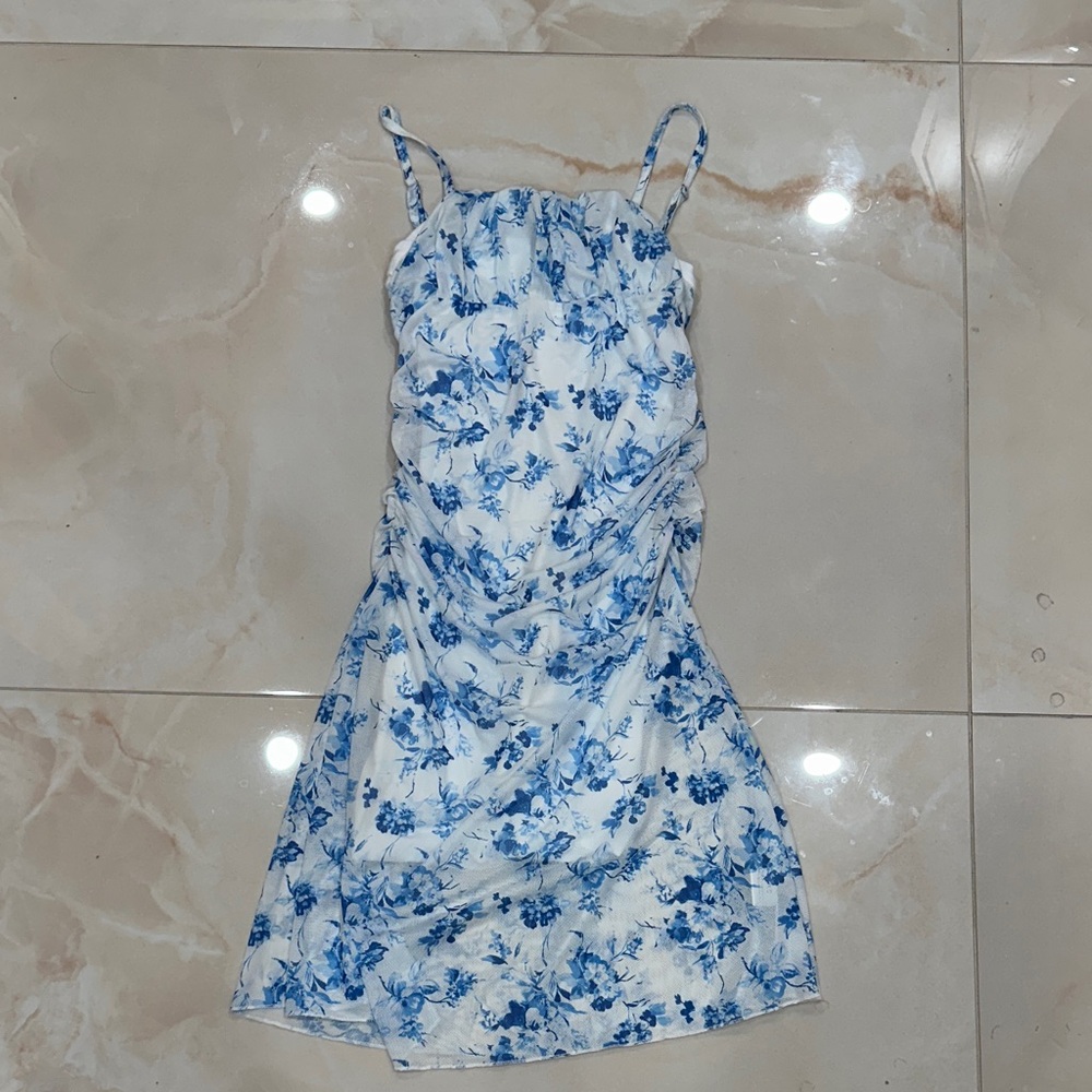 Floral Blue and White Dress
